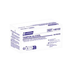 Tampons Alcoolisés -  6 x 3 cm - Boîte de 100