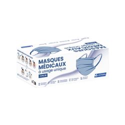 Masque 3 Plis - Type IIR - Bleu Clair