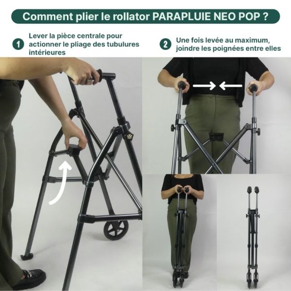 Rollator parapluie - 2 roues - NEO POP