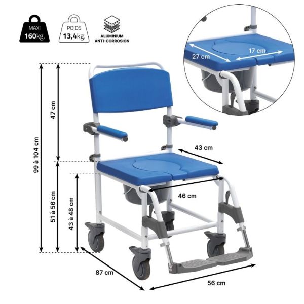 Chaise de douche / WC Aston