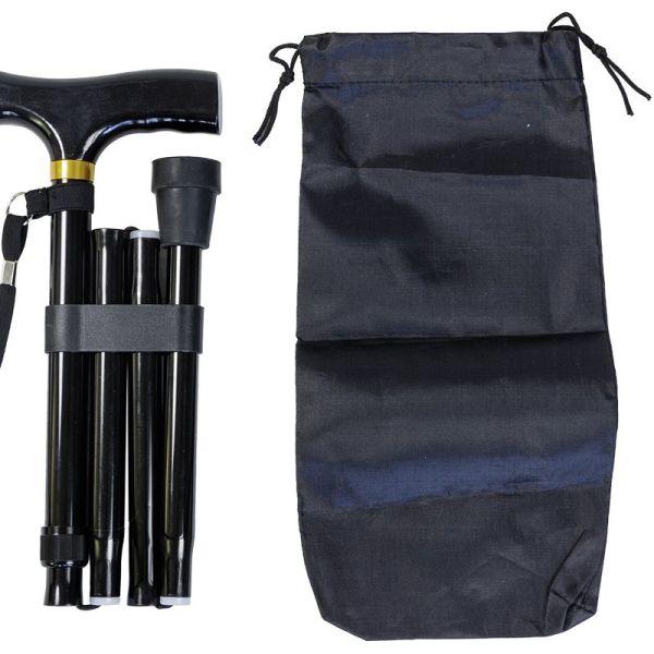 Canne poignée bois pliante