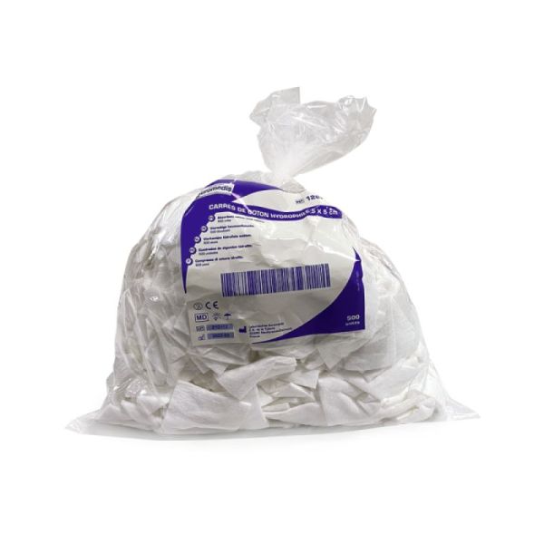 Carré de Coton - 5 x 5 cm - Sachet de 500