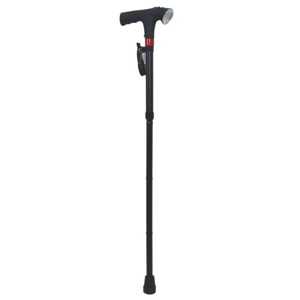 Canne Pliante Éclairante avec Alarme - Noir