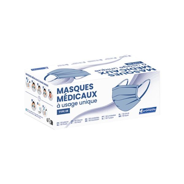 Masque 3 Plis - Type IIR - Bleu Clair